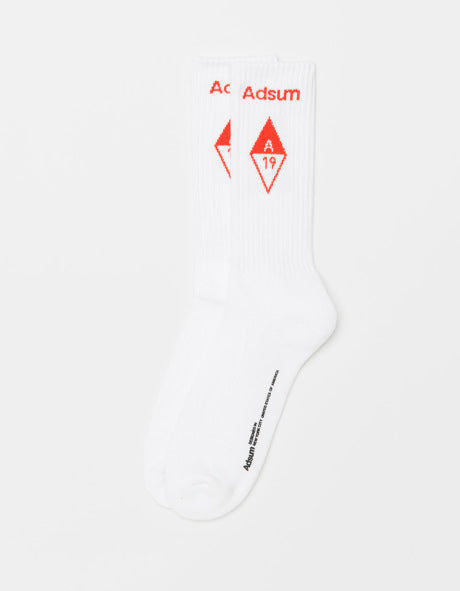 Adsum - Diamond Logo Sock - White
