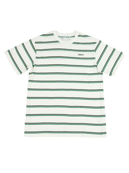 Adsum - SS Stripe Tee - Cream/ Green/ Beige - Northern Fells