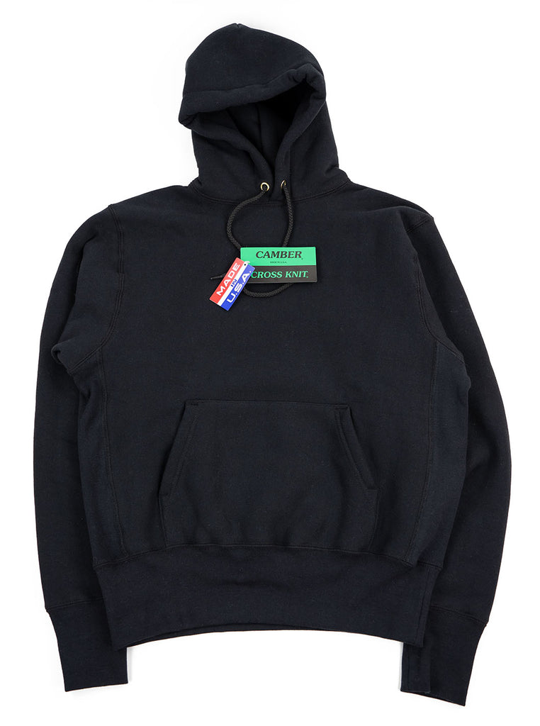 Camber Cross Knit Hoodie Black Made in USA The Northern Fells Clothing Company Full