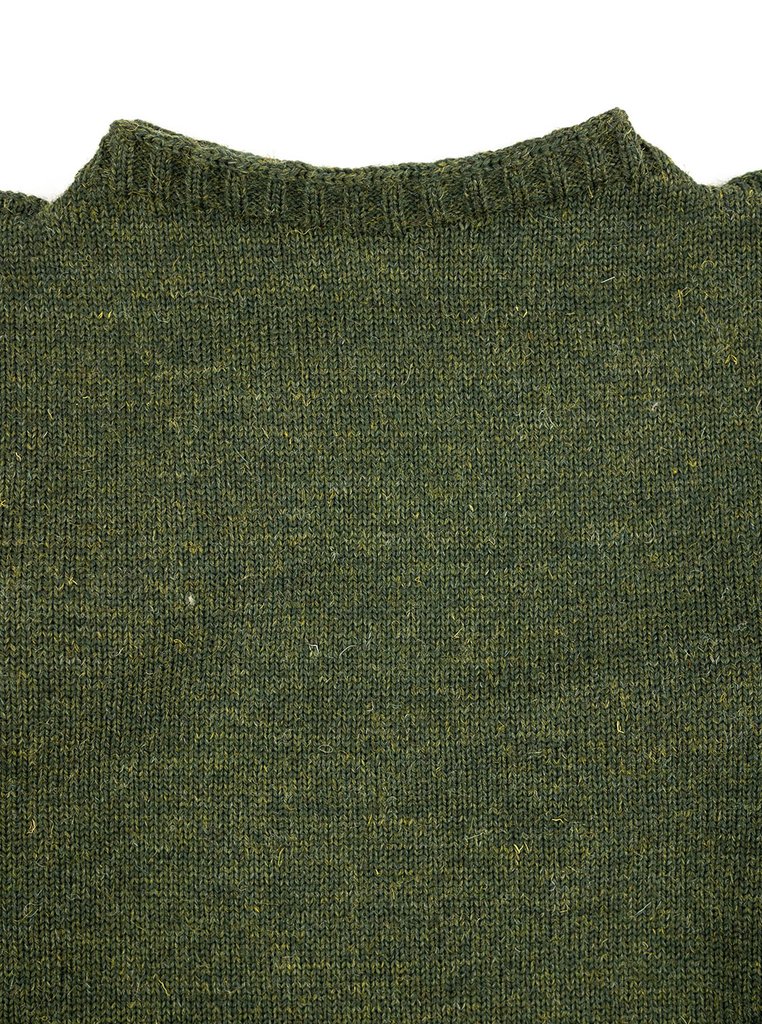 Channel Jumper Burhou Traditional Guernsey Loden Green The Northern Fells Clothing Company Neck