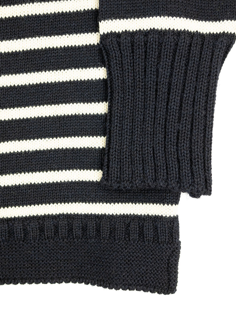 Channel Jumper Puffin Traditional Guernsey Dark Navy Aran The Northern Fells Clothing Company Cuff