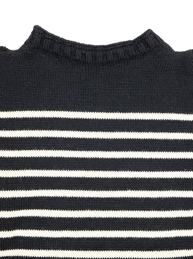 Channel Jumper Puffin Traditional Guernsey Dark Navy Aran The Northern Fells Clothing Company Neck