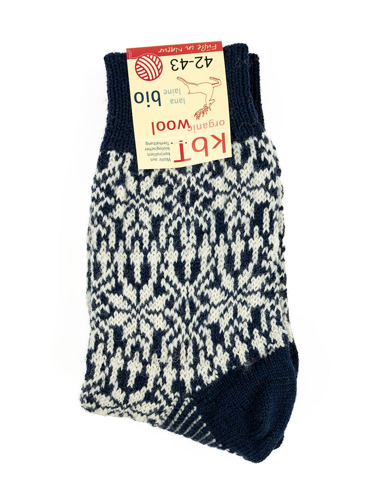 HIRSCH NATUR Nordic Sock Navy White The Northern Fells Clothing Company Folded