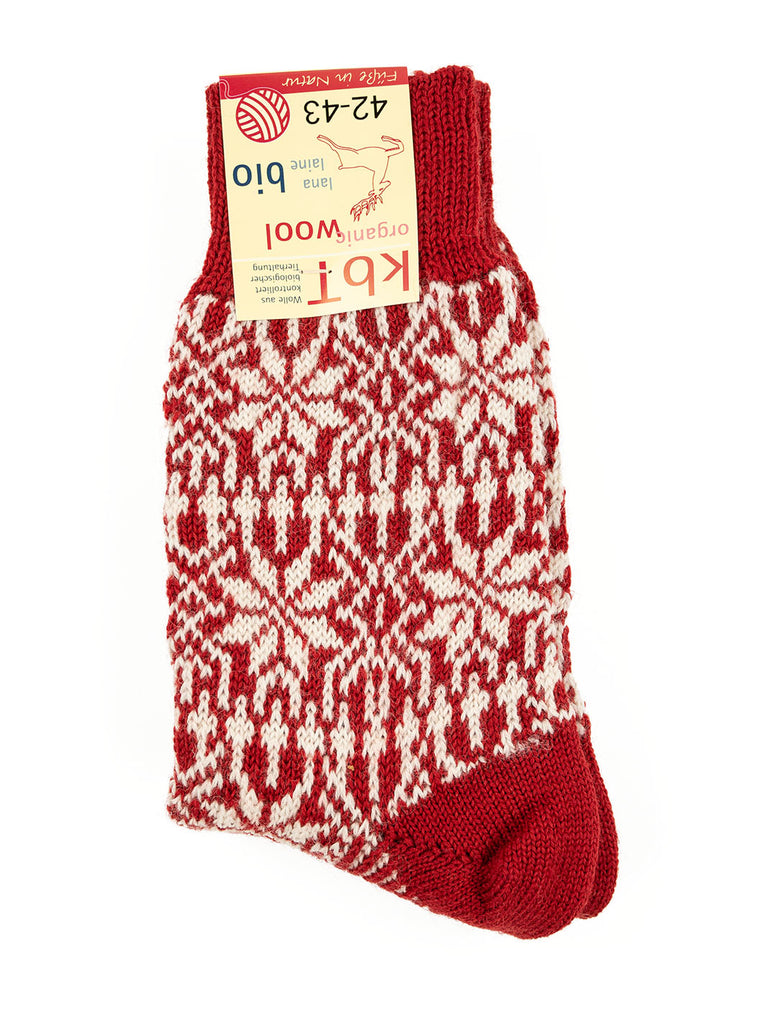 HIRSCH NATUR Nordic Sock Red White The Northern Fells Clothing Company Folded