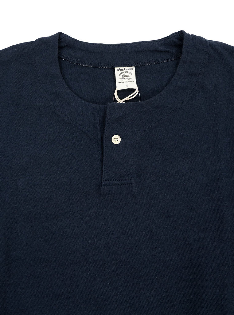 Jackman Navy Henley LS T-Shirt JM5013 The Northern Fells Clothing Company Neck