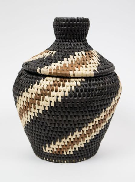 Kain & Wares - Handwoven Banana Palm Striped Basket - Brown - Northern Fells