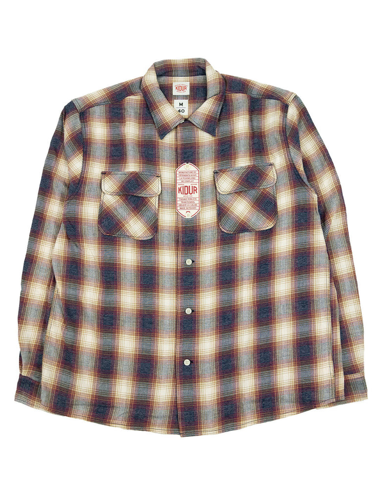 Kidur Camp High Shirt Flannel Ombre Check Garnet Made in France Workwear The Northern Fells Clothing Company Full