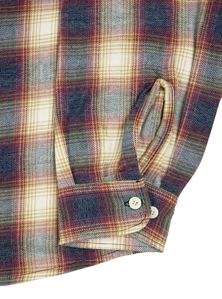 Kidur Camp High Shirt Flannel Ombre Check Garnet Made in France Workwear The Northern Fells Clothing Company Sleeve