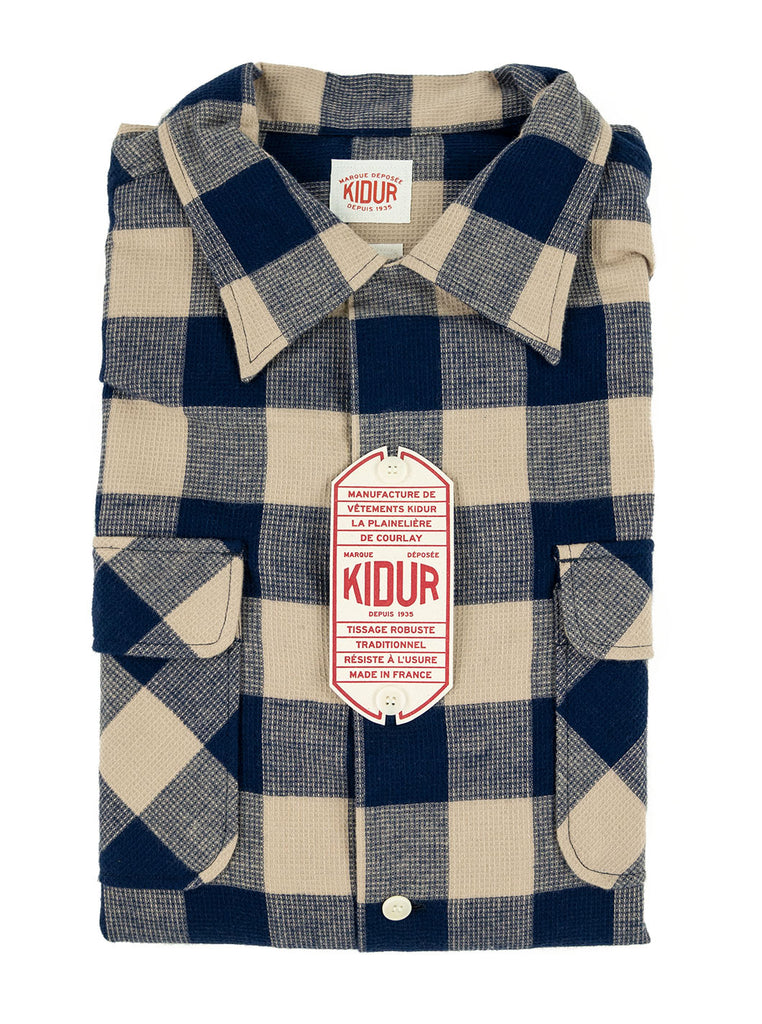 Kidur Camp High Waffle Block Navy Check The Northern Fells Clothing Company Flat