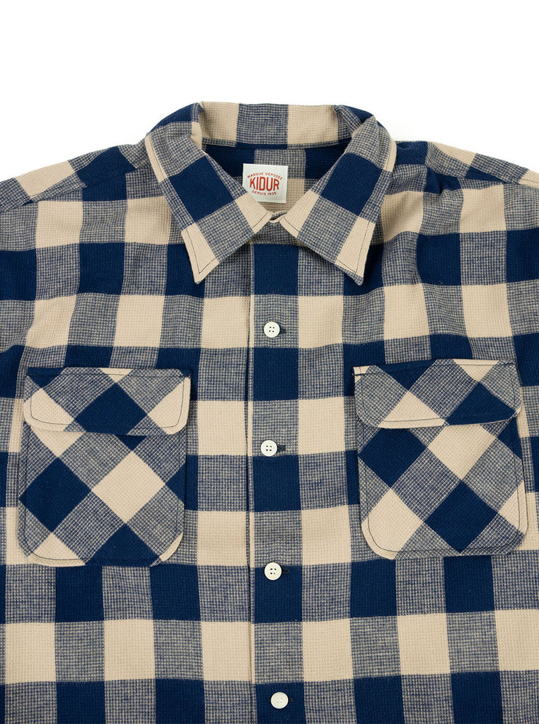 Kidur Camp High Waffle Block Navy Check The Northern Fells Clothing Company Neck