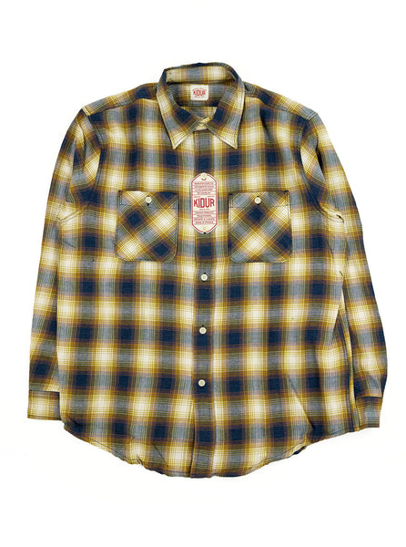 Kidur Workshirt Flannel Ombre Check Mustard Made in France Workwear The Northern Fells Clothing Company Full