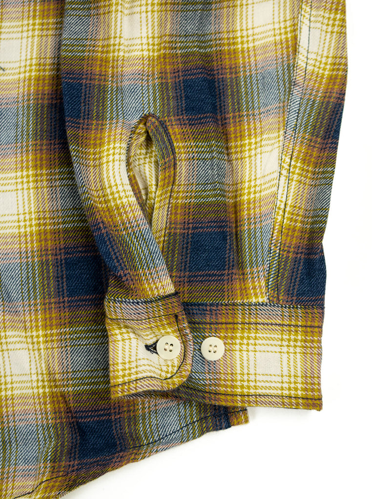 Kidur Workshirt Flannel Ombre Check Mustard Made in France Workwear The Northern Fells Clothing Company Sleeve