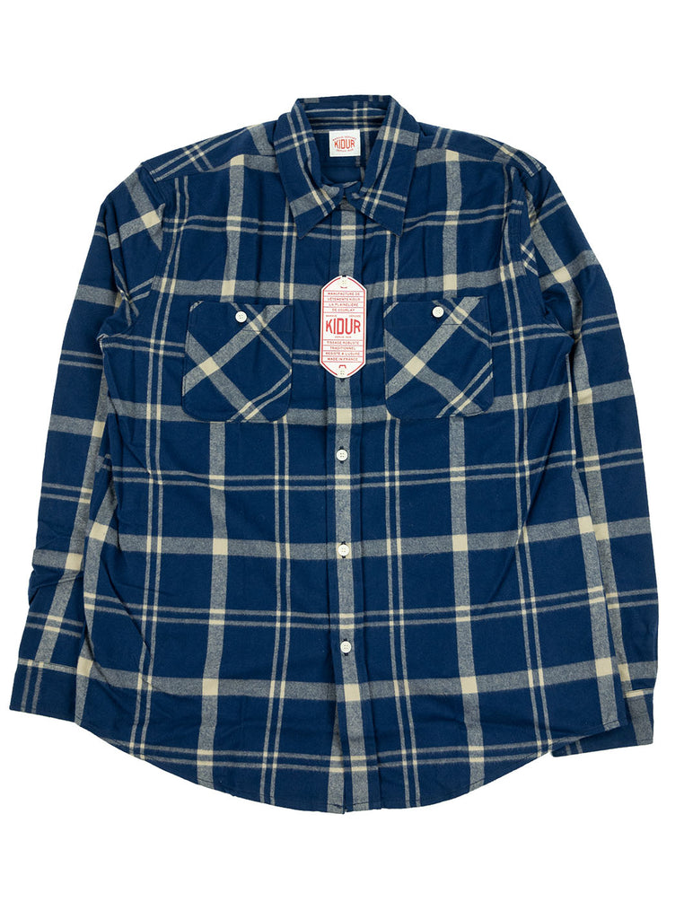 Kidur Workshirt Shirt Flannel Shaggy Big Check Navy Made in France Workwear The Northern Fells Clothing Company Full