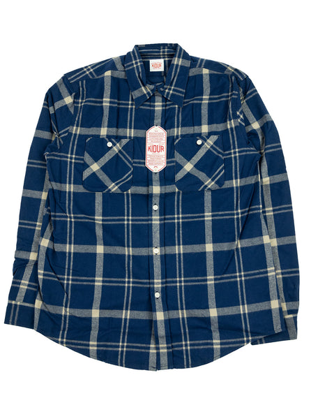 Kidur Workshirt Shirt Flannel Shaggy Big Check Navy Made in France Workwear The Northern Fells Clothing Company Full