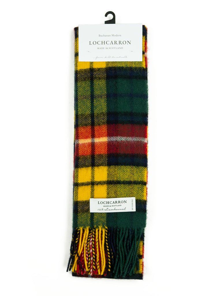 Lochcarron Lambswool Tartan Scarf Made in Scotland Buchanan Modern The Northern Fells Clothing Company Full