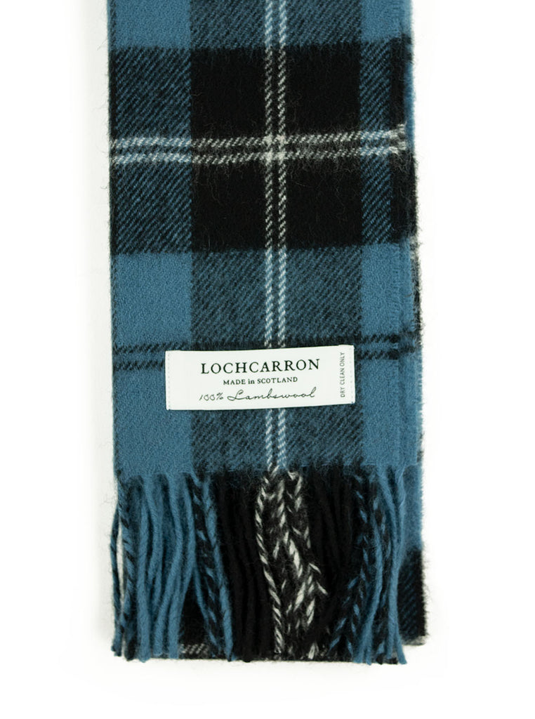 Lochcarron Lambswool Tartan Scarf Made in Scotland Ramsay Blue The Northern Fells Clothing Company Detail