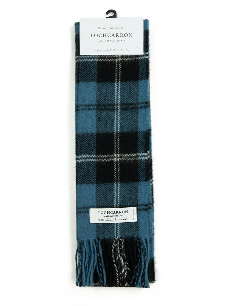 Lochcarron Lambswool Tartan Scarf Made in Scotland Ramsay Blue The Northern Fells Clothing Company Full