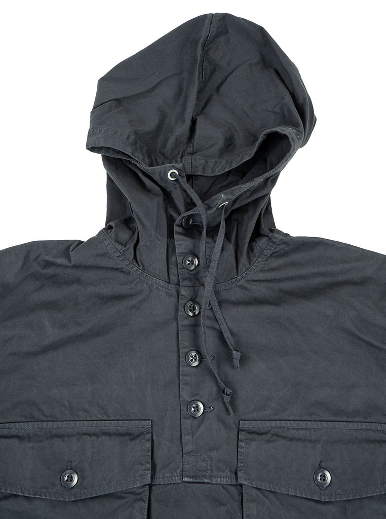 Nigel Cabourn OW 52 Track Smock Poplin Black Navy The Northern Fells Clothing Company Neck