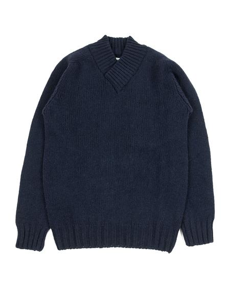 Northern Fells - Fishermans Shawl Neck Sweater - Navy - Northern Fells