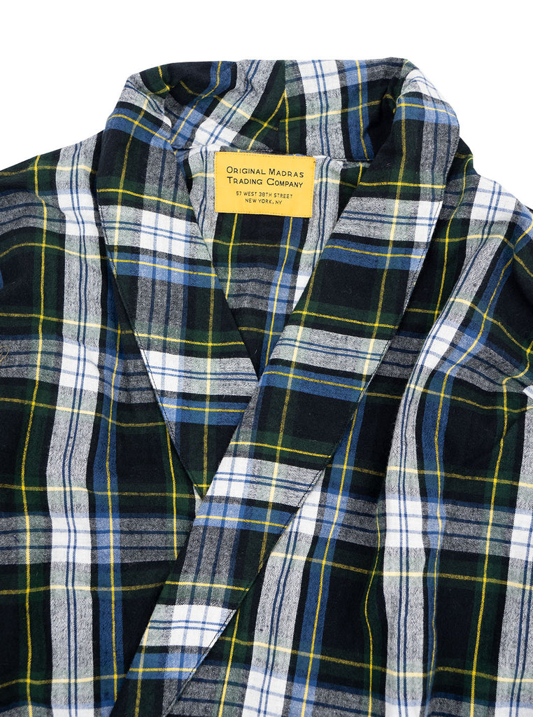 Original Madras Company - Belted Robe - Green Plaid