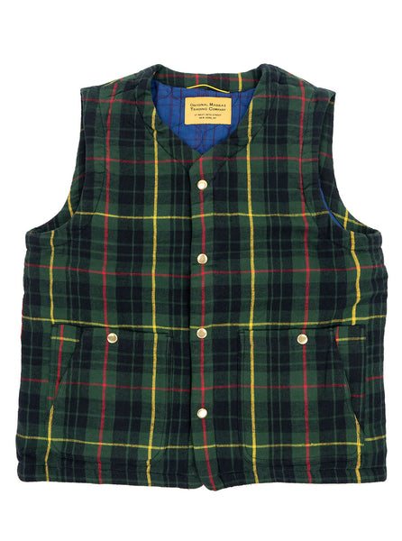 Original Madras Company - Quilt Lined Waistcoat - Plaid Green
