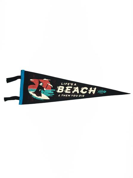 Oxford Pennant - Lifes a Beach - Felt Wool - Black/ Turquoise/ White/ Multi - Northern Fells