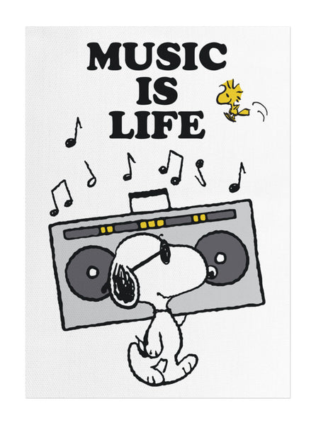 Peanuts - Music is Life Tea Towel - White