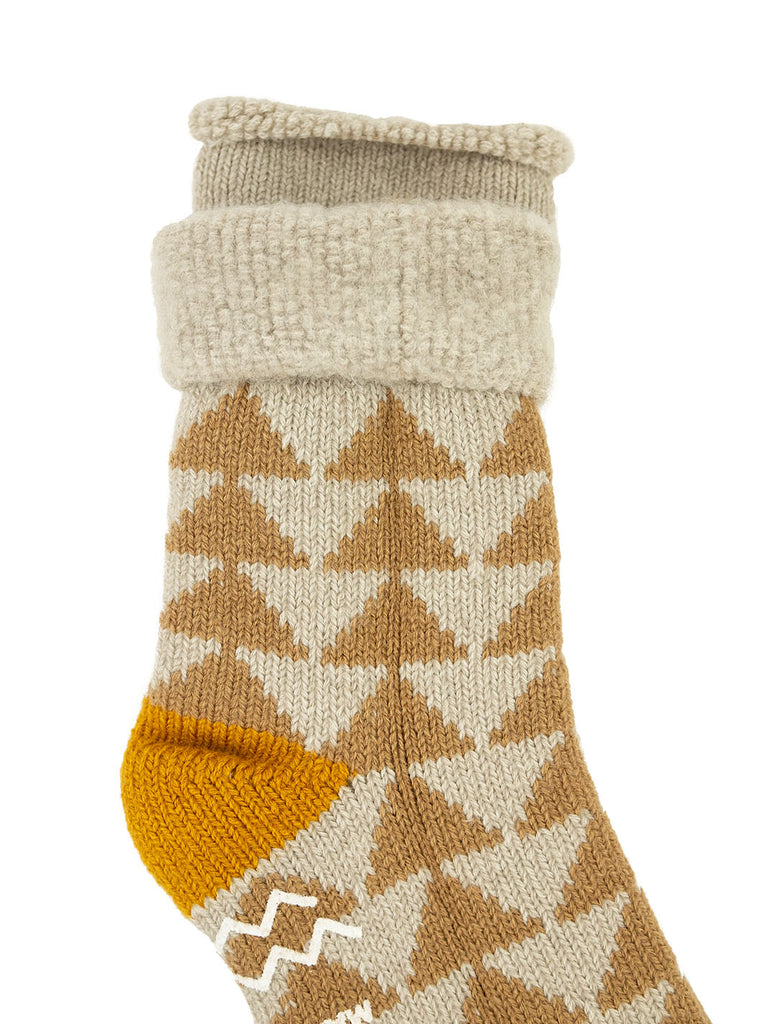 ROTOTO R1179 Comfy Room Sock Sankaku Tye Beige Gold The Northern Fells Clothing Company Detail