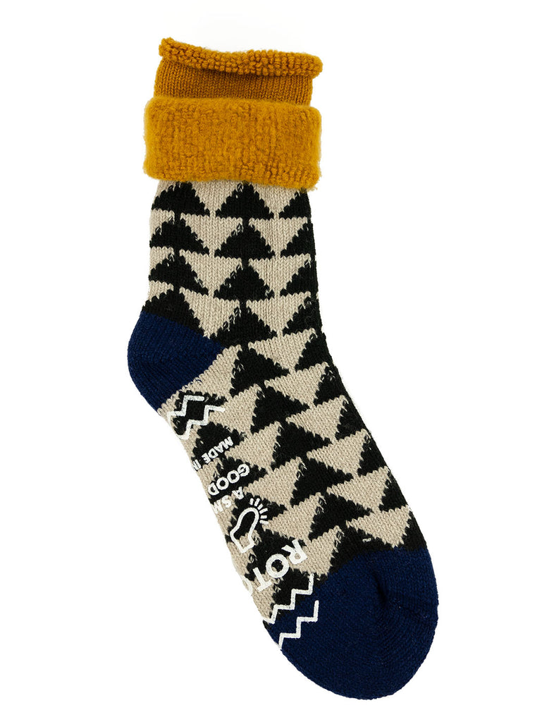 ROTOTO R1179 Comfy Room Sock Sankaku Tye Gold Black Navy The Northern Fells Clothing Company Full