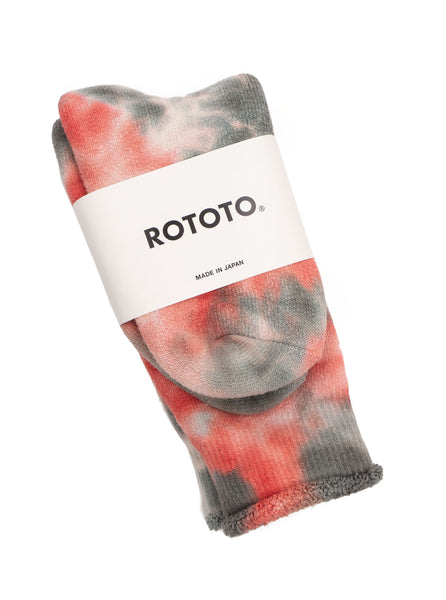 RoToTo - Tie Dye Pile Socks - Pink and Grey
