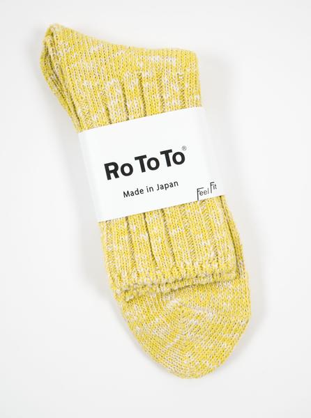 RoToTo Low Gauge Slub Socks R1054 Lime The Northern Fells Clothing Company Full