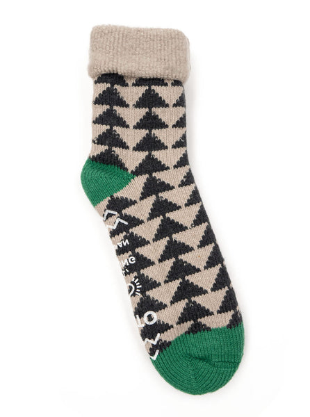 RoToTo - Sankaku Comfy Room Socks - Grey/ Green