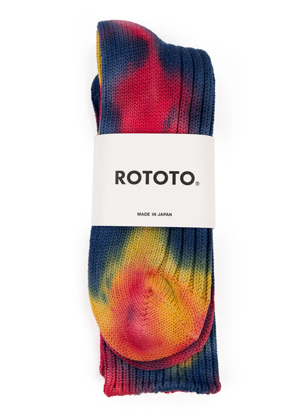 RoToTo R1415 Chunky Ribbed Crew Tiew Dye Socks Red/Blue The Northern Fells Clothing Company Main
