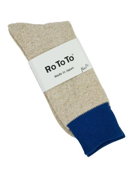 Rototo Double Faced Socks Silk Cotton Blue Beige The Northern Fells Clothing Company Full