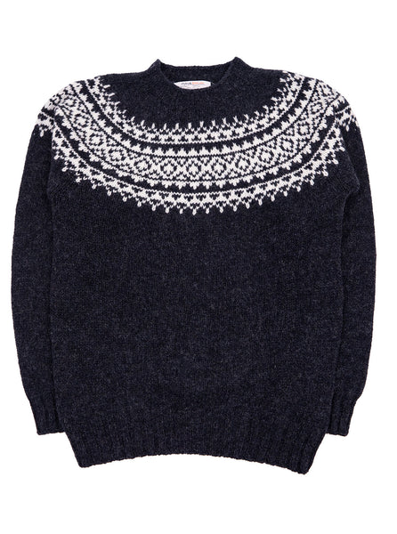 Northern Fells - Fair Isle Sweater - Charcoal/ White