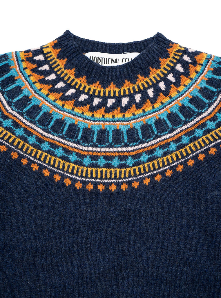 The Northern Fells Clothing Company Fairisle Womans Sweater Made in Scotland Cosmos Neck