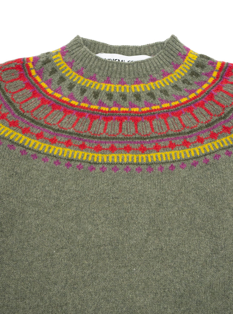 The Northern Fells Clothing Company Fairisle Womans Sweater Made in Scotland Moss Neck