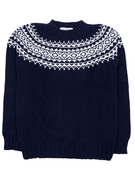 Northern Fells - Fair Isle Sweater - New Navy/ White