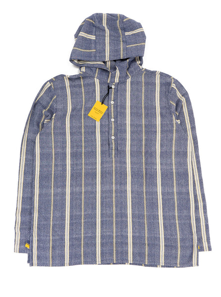 The Original Madras Trading Company Hooded Kurta Popover Blue The Northern Fells Clothing Company Front
