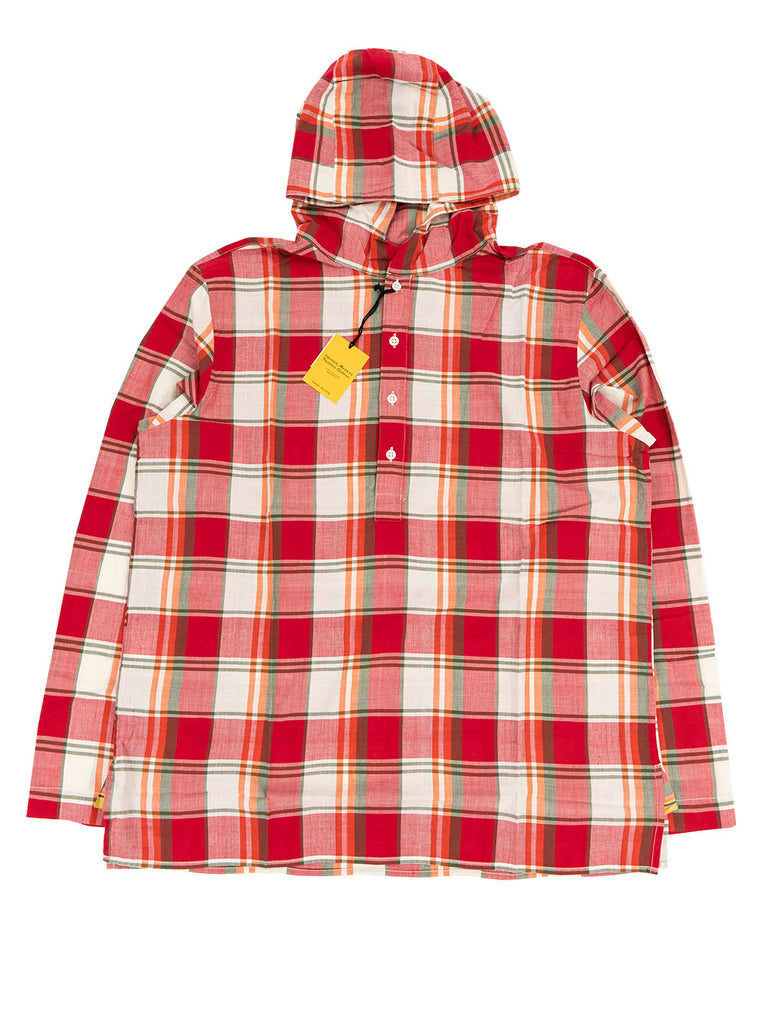 The Original Madras Trading Company Hooded  Kurta Popover Red The Northern Fells Clothing Company Front